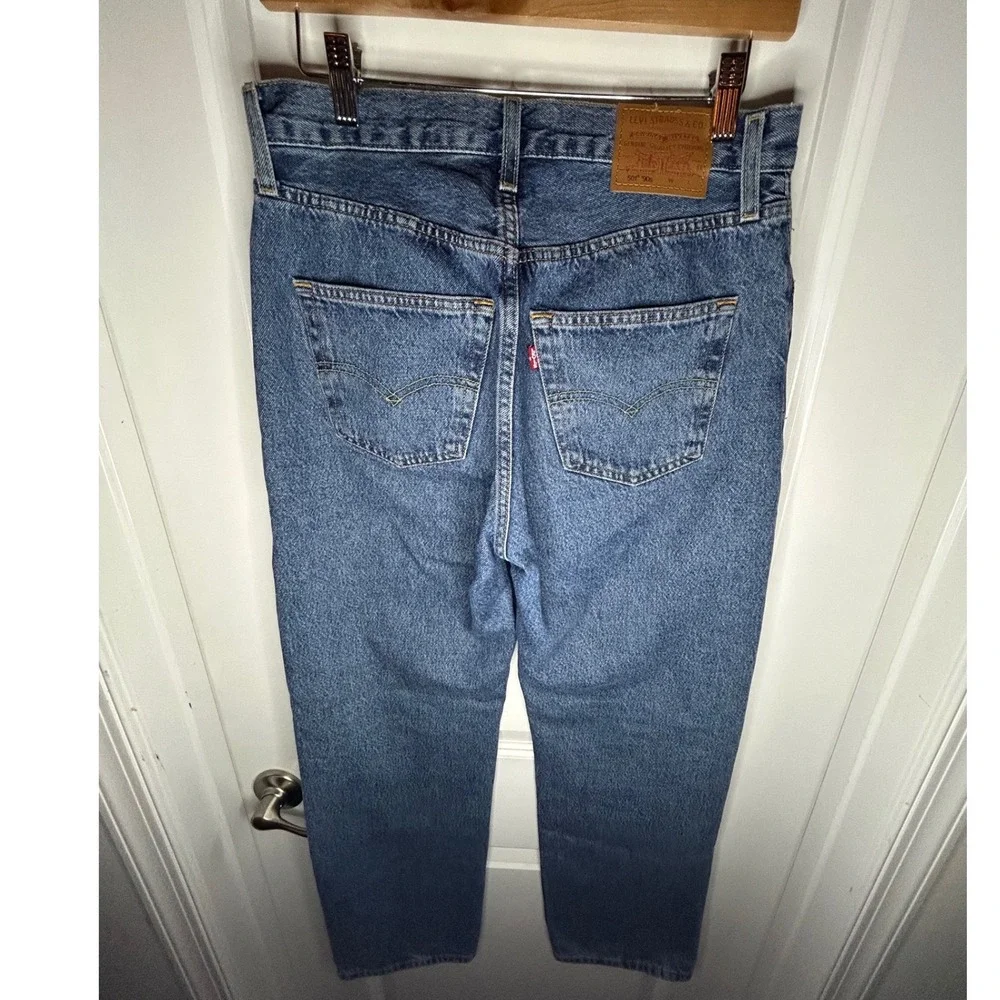 Vintage Levis Premium 501 Straight Leg Jeans Blue Denim Button Fly Womens 27x30 - Picture 4 of 10